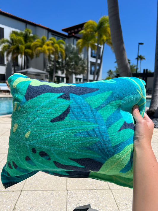 Beach Towel Pillow: TROPICAL PALM